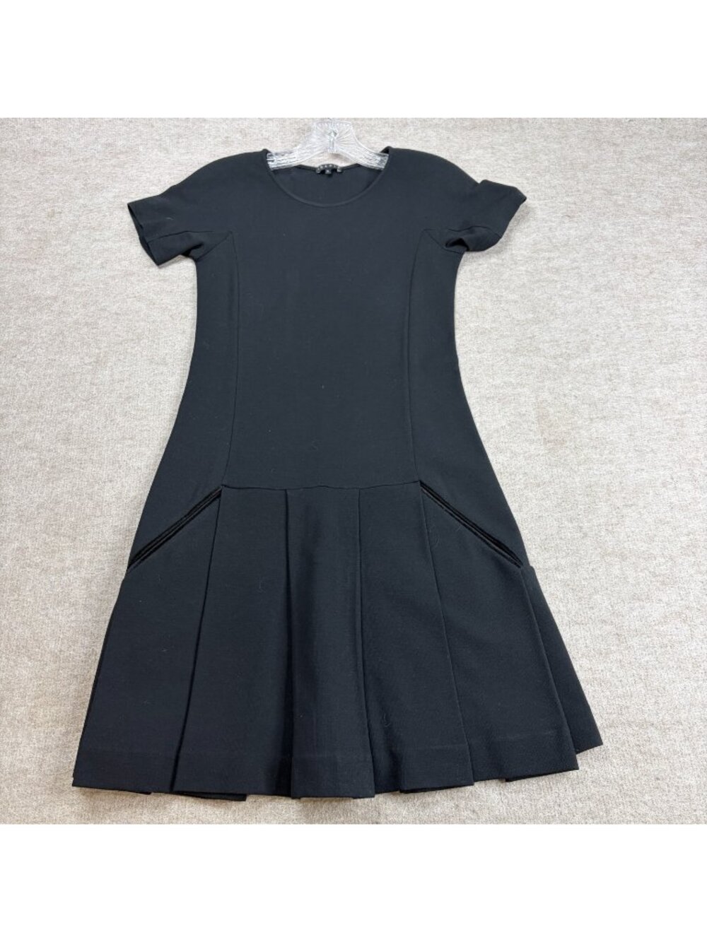 Theory Women's Dress Small Black Drop Flapper Waist Short Sleeves Pockets